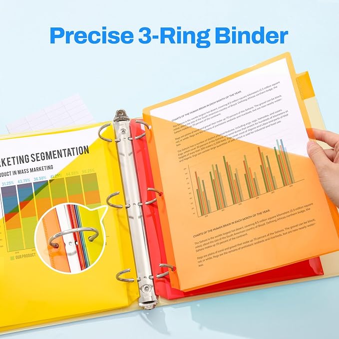SUNEE 8 Tab Dividers with Pockets, Plastic Dividers - Image 4