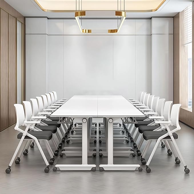 4Pack Conference Room Table, Folding Conference Table for Office Classroom, Mobile Training Tables with Casters Silent Wheels, Large Rectangular Convertible Modular Seminar Tables (L47.2in)-DeskLoop Office