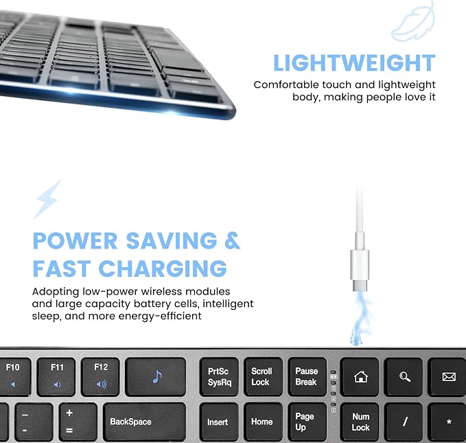 K01R Wireless Keyboard, 2.4G Slim and Compact Wireless Keyboard with Numeric Keypad, Long Battery Life, Lag-Free for PC Laptop Computer Windows, Space Grey-DeskLoop Office