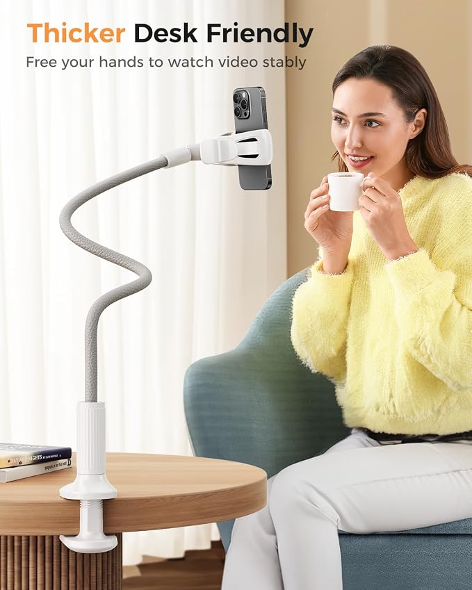SAIJI Gooseneck Phone Stand for Bed, Lazy Bracket Cell Phone Holder Long Arm - Image 6