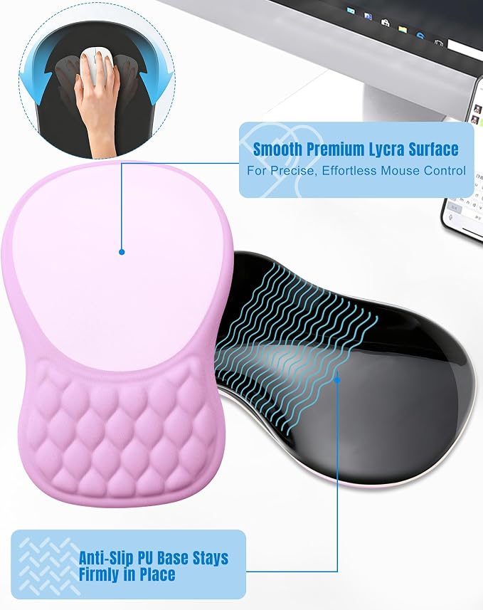 Ergonomic Mouse Pad with Wrist Rest, Slope Design Memory Foam Support, Smooth - Image 5