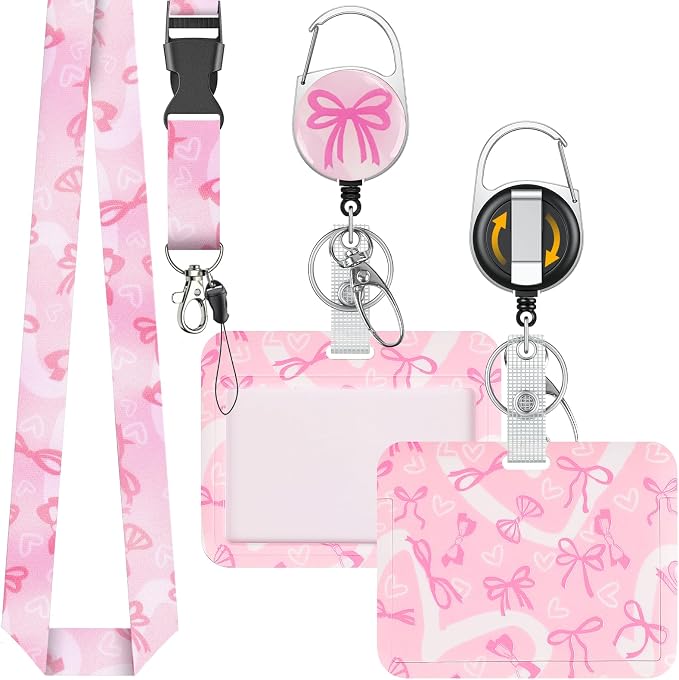 Uniclife Fashionable Sliding Badge Holder Bowknot Pattern Plastic Card Holder by UnicLife