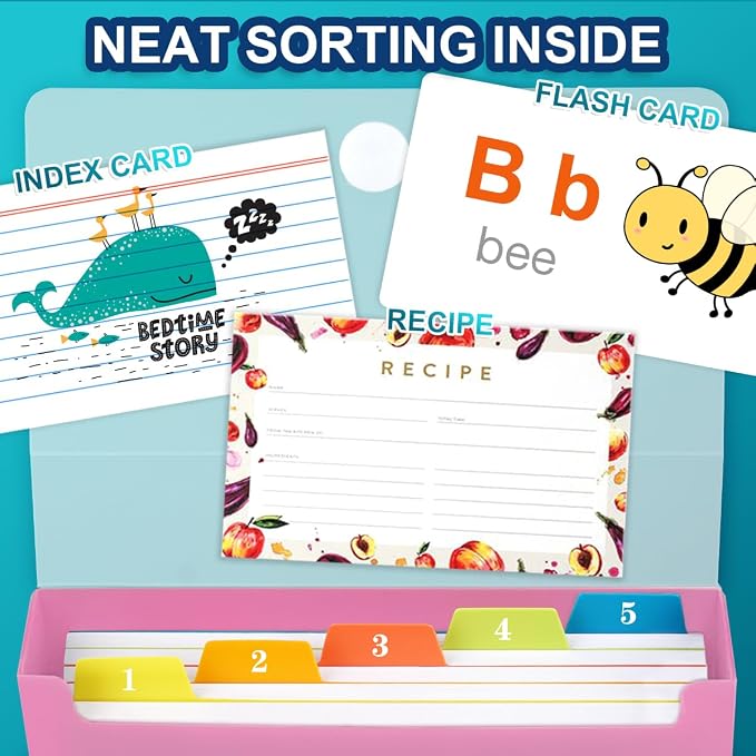 H4D 3x5 Index Card Case with 100 Heavyweight Ruled Index Cards and Dividers - Image 6