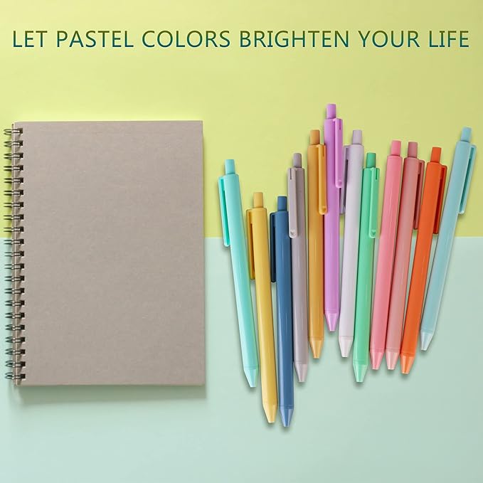 WY WENYUAN Cute Pens, 24 Pcs Fine Point Smooth Writing Pens, Personalized Ballpoint Pens Bulk, Flair Colorful Pens, Black Ink 1.0 mm Journaling Pen, School Office Supplies for Women & Men, Note Taking
