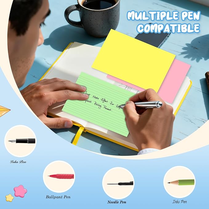 120 Count Index Cards 5x8, 6 Colors large Index Card, Colored Note Cards | 20 - Image 5