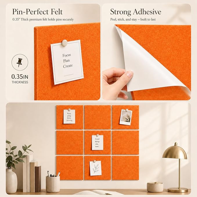 Felt Bulletin Board Tiles, Large Cork Board Alternative, 24 x 36 in | 0.35 in - Image 3