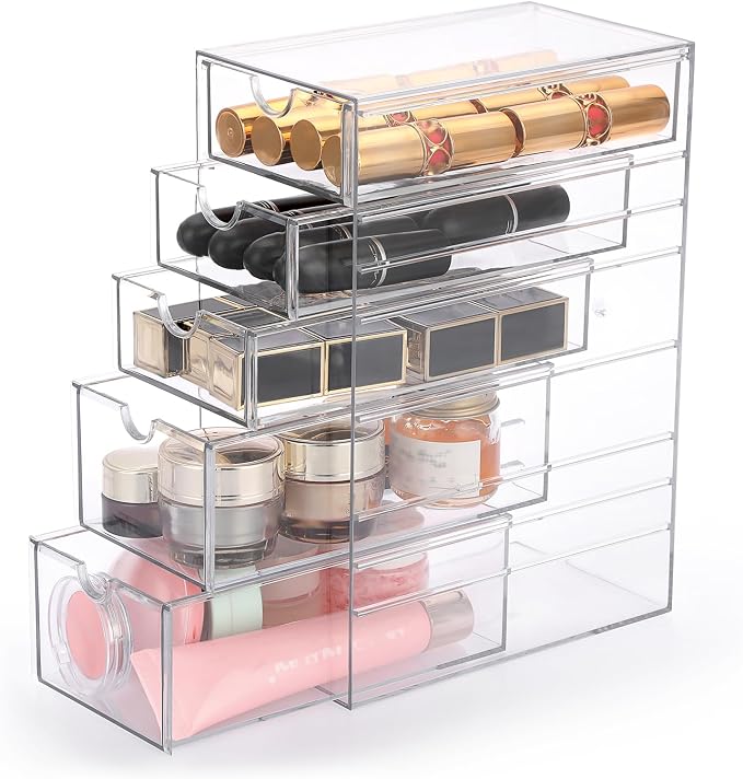 Hipiwe 5-Drawers Plastic Storage Organizer, Cosmetic Hair Tie Container - Image 8