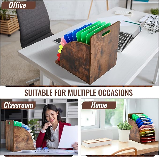 Wonderjune 1 Pack Clipboard Holder Wooden Metal Clipboards Storage Rack - Image 6