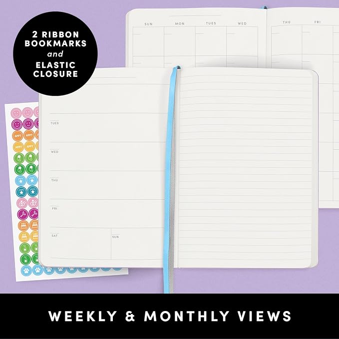 PAPERAGE Undated Weekly & Monthly Hardcover Planner, 5.6 in x 8 in, Includes - Image 3