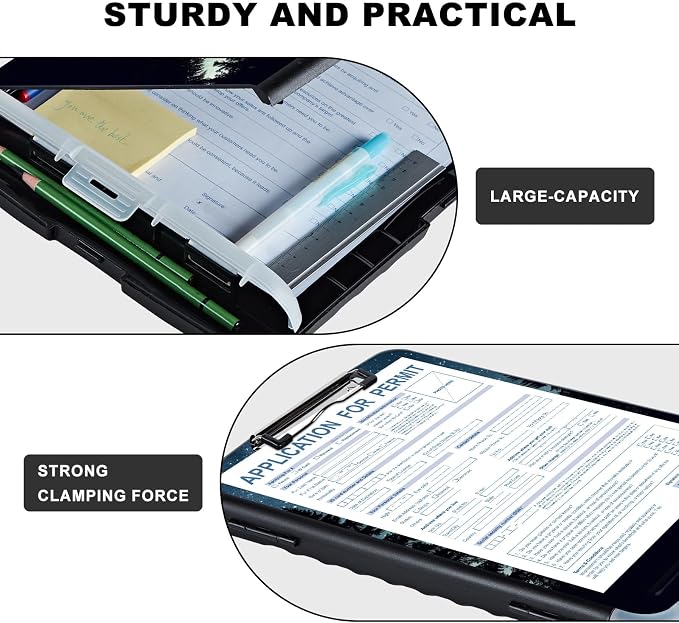 Clipboard with Storage, Heavy Duty Plastic Storage Clipboard with Low Profile - Image 3