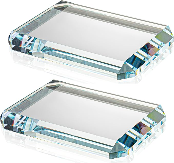 Set of 2 Rectangular Glass Paperweight Blocks by BuyNow