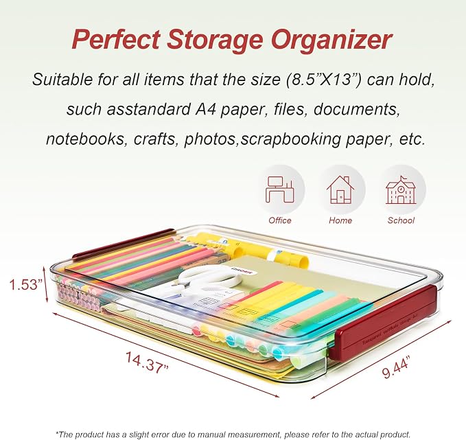 CATOOMUU 3-Pack 9x13 Shallow Flat Clear Plastic Project Case Storage Box | - Image 3