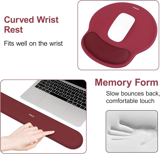 MOSISO Wrist Rest Support for Mouse Pad&Keyboard Set, Circle Curved Ergonomic - Image 5