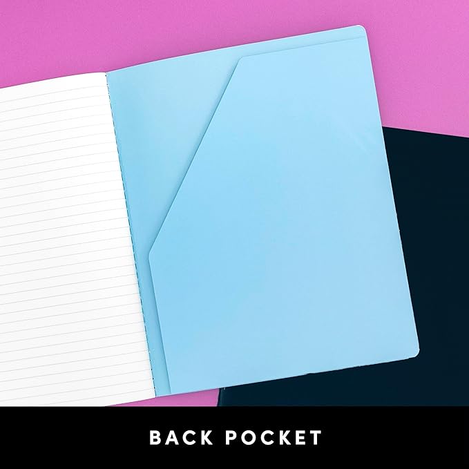 PAPERAGE Soft Cover Lined Journal Notebook, 2 Pack, (Black), 100 Pages, Large 7.5 inches x 9.5 inches, College Ruled, Ideal for Note Taking & Travel Journal-DeskLoop Office