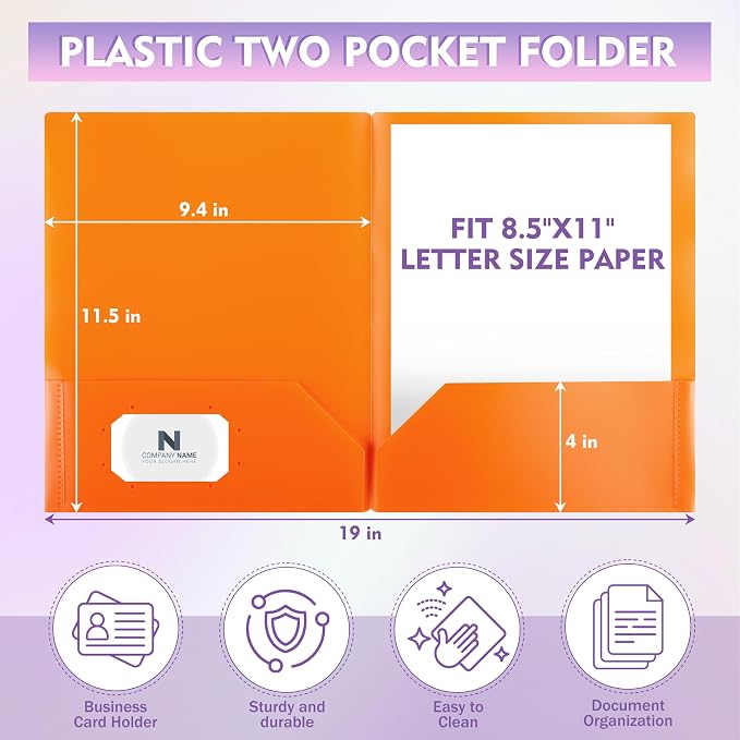 pmybupo Plastic Folders with Pockets, 2 Pocket Poly Folders - Image 2