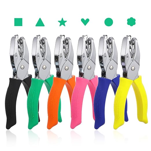 6 Pcs Craft Hole Punchers Set, Handheld Metal Hole Punch Single, Soft-Grip by MAQUITA