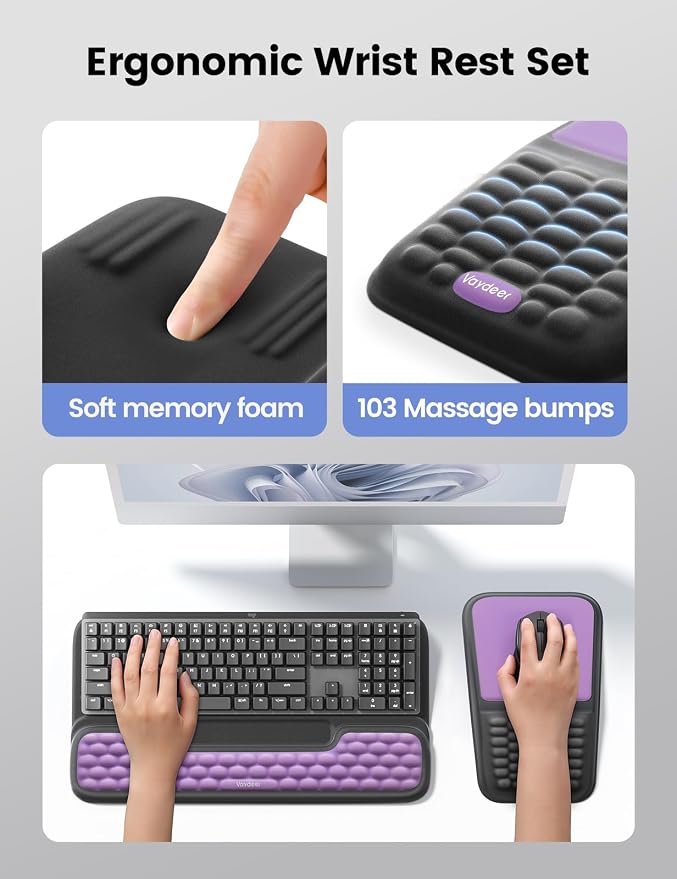 Vaydeer Keyboard Stand and Mouse Pad Set Wrist Rest, Computer Wrist Support Pad - Image 5