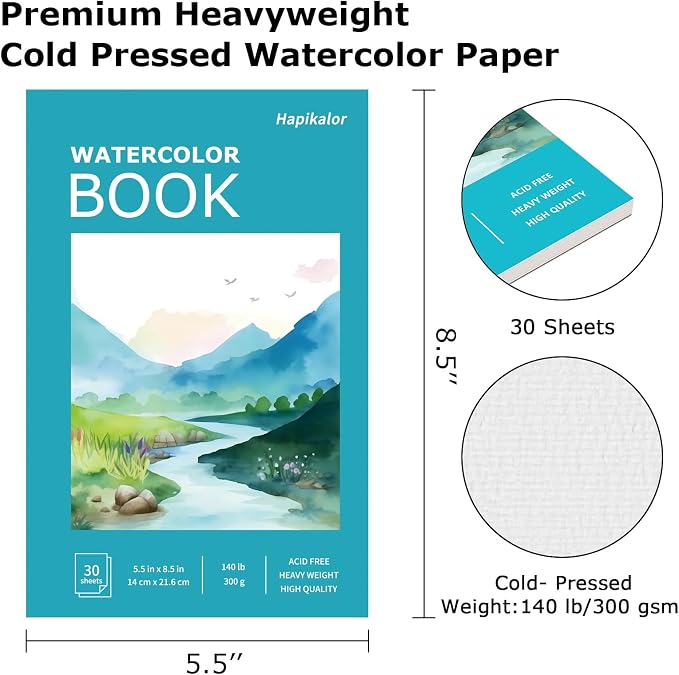 Hapikalor 5.5"x8.5"Watercolor Small Sketchbook - Image 2
