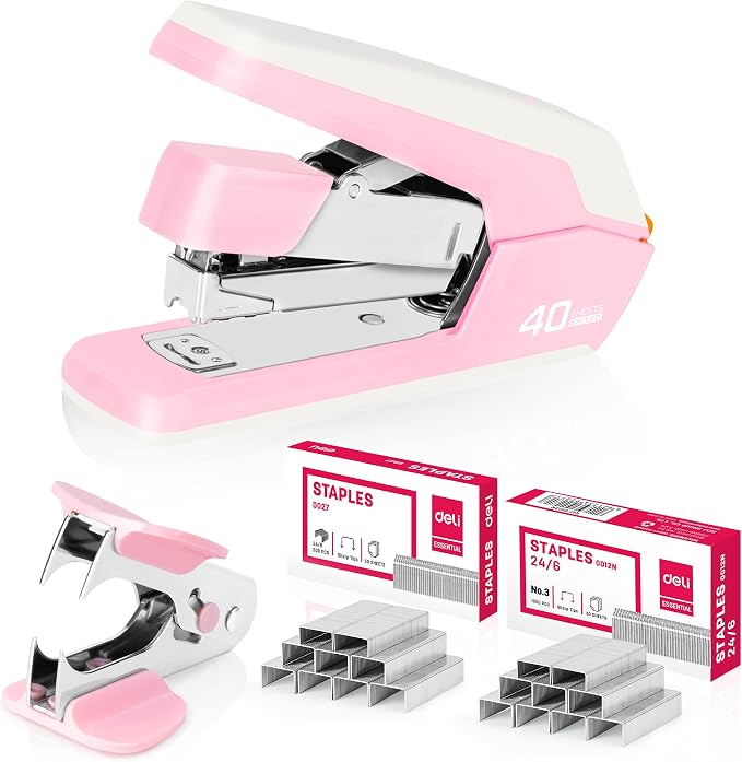 Deli Effortless Desktop Stapler, Heavy Duty Stapler, 40-50 Sheet Capacity by delioffice