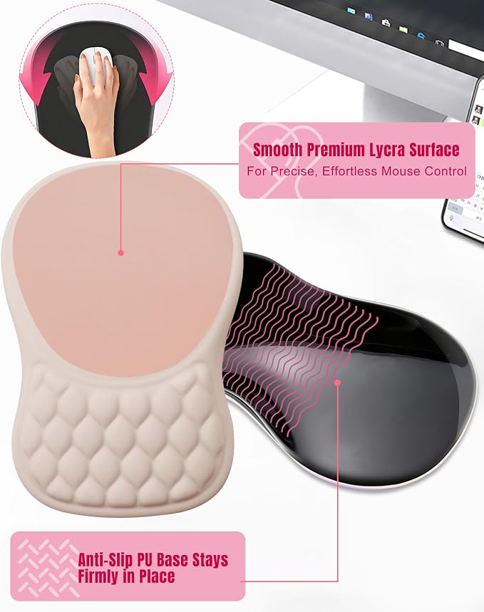 Ergonomic Mouse Pad with Wrist Rest, Slope Design Memory Foam Support, Smooth - Image 5