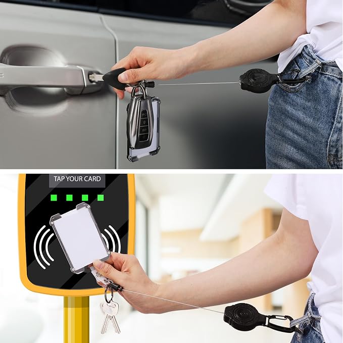 2 Set Retractable Badge Holders Heavy Duty Carabiner Badge Reel Retractable - Image 5