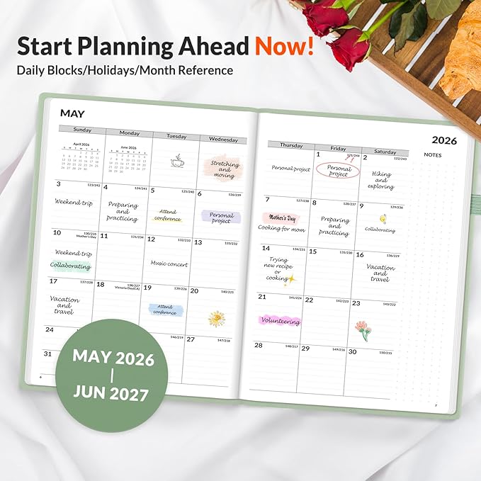 SUNEE 2026-2027 Weekly & Monthly Hardcover Planner 5.5" x 8.3" - Image 2