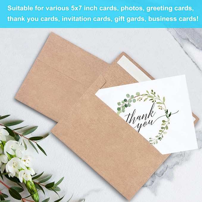 100 Pack 5x7 Envelopes for Invitations, Self Seal A7 Envelopes for 5x7 Cards - Image 6