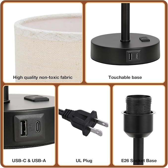 Dicoool Tall Touch Bedside Table Lamp - Image 9