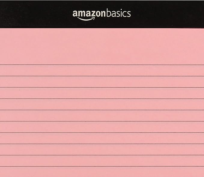 Amazon Basics Wide Ruled 8.5 x 11.75-Inch 50 Sheet Perforated Lined Writing Note Pads, Pack of 6, 300 Count, Multicolor-DeskLoop Office