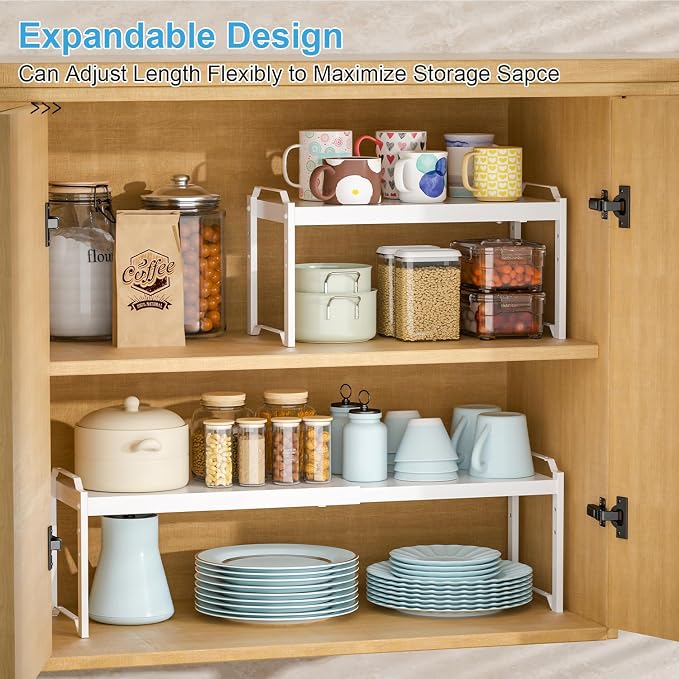 4 Pack Kitchen Cabinet Shelves Organizers, Kitchen Counter Storage Shelf Spice - Image 3