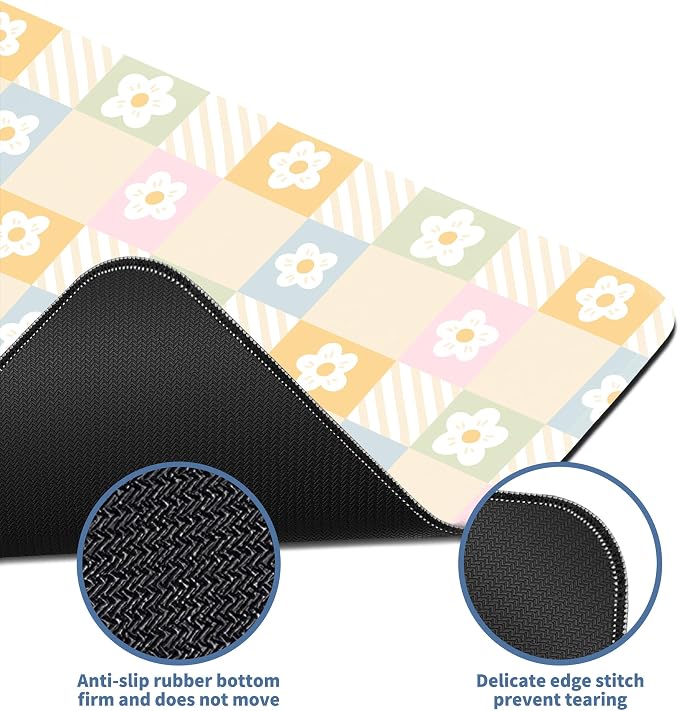 Cute Checkered Mouse Pad Large Desk Mat Extended Keyboard XL Mouse Pad Kawaii - Image 4