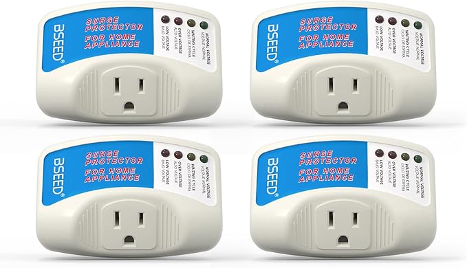 BSEED Voltage Protector, Single Outlet Surge Protector for Valuable Home Appliance Multi-Function Plug with Protection Wall Mount Power Suppressor for TV/PC/Refrigerator, 15A,125V, 1875W, 4 Pack-DeskLoop Office