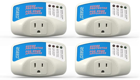 BSEED Voltage Protector, Single Outlet Surge Protector for Valuable Home Appliance Multi-Function Plug with Protection Wall Mount Power Suppressor for TV/PC/Refrigerator, 15A,125V, 1875W, 4 Pack-DeskLoop Office
