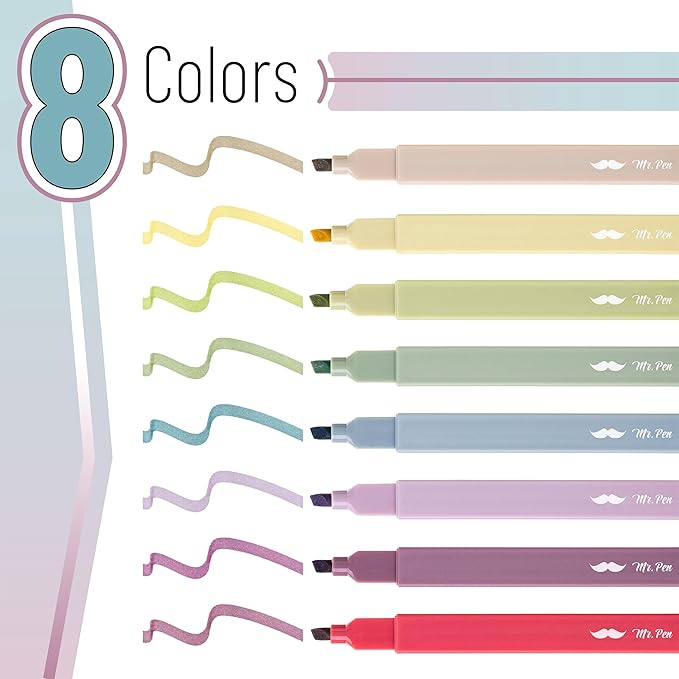 Mr. Pen- Aesthetic Highlighters, Chisel Tip, Muted Pastel Color, No Bleed Bible - Image 2