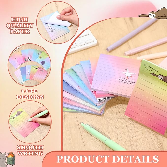 12 Pcs Funny Sticky Notes for Work 4x3 Inches Sarcastic Self Adhesive Notepads - Image 3