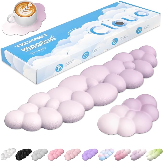 TECKNET Cloud Keyboard Wrist Rest Set, Cloud Wrist Rest by Tecknet