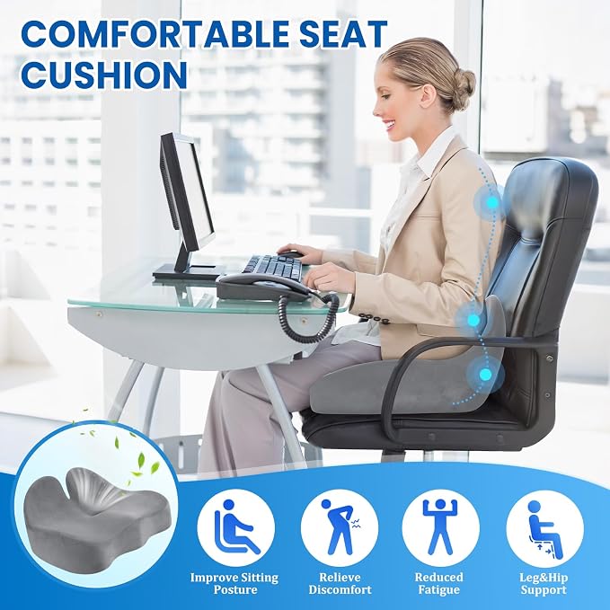 CushZone Seat Cushion, Memory Foam Office Chair Seat Cushion - Image 4