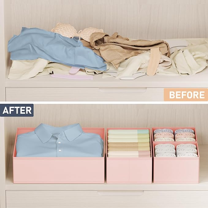 DIMJ Drawer Organizer Clothes Storage - 24 Pack Baby Dresser Organizer for Nursery, Small Fabric Closet Drawer Organizer Bins for Underwears Socks, Foldable Storage Dividers Organization for Bedroom-DeskLoop Office