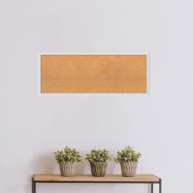 Amanti Art Natural Cork Board for Wall, 15x39 Vision Board with White Frame, Medium Corkboard Office Decor for Home Organization, Modern Corkboard Pinboard to Display Items for Home Organization in-DeskLoop Office