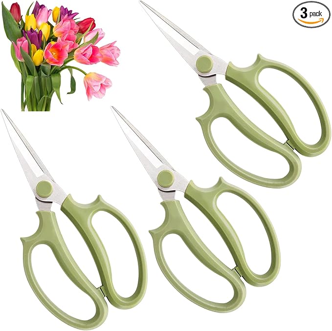 3Pcs Garden Flower Scissor, Floral Scissors Pruning Shears, Stainless Steel by OJYUDD