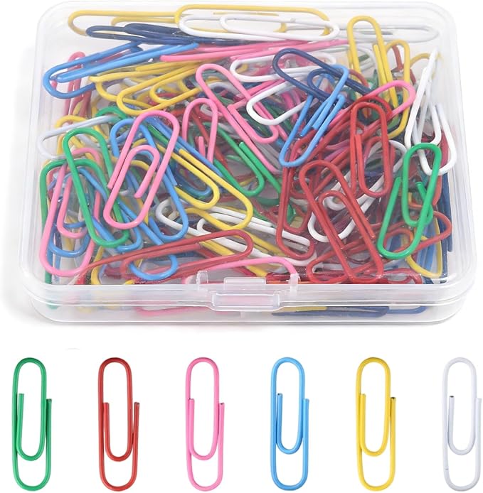 Paper Clips 100 Pcs 1.3 Inch Medium Colorful Paperclips by CINHOLLIDEAGIFT