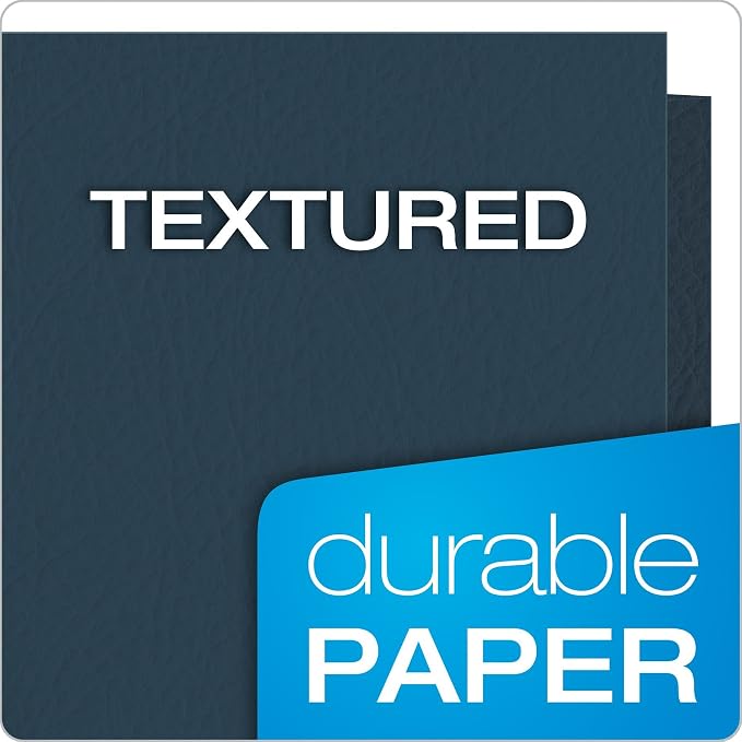 Oxford Twin-Pocket Folders, Textured Paper, Letter Size, Dark Blue, Holds 100 - Image 7