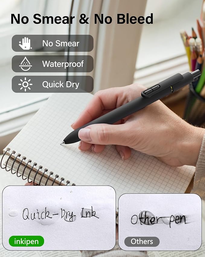inkipen- 16 Pack Pens, Gel pens Black Ink, Fine Point, Quick-Drying Smooth - Image 3