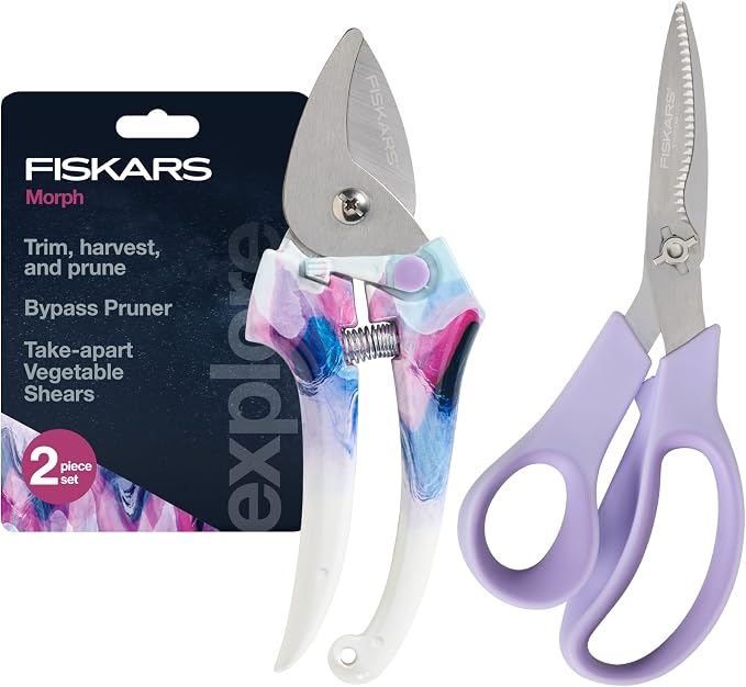 Fiskars 2-Piece Pruning & Veggie Shears Set, Explore Collection Garden Tool Kit by Unknown