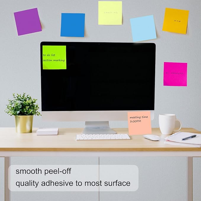 48 Pack 3840 Sheets Pop Up Sticky Notes 3X3 in Bright Color Self Sticky Note Pads Colorful Post Stickies for Office Home School Meeting, 80 Sheets/pad-DeskLoop Office