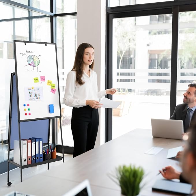 MAKELLO Rolling Whiteboard on Wheels 36x24 in, Double Sided Mobile White Board - Image 6