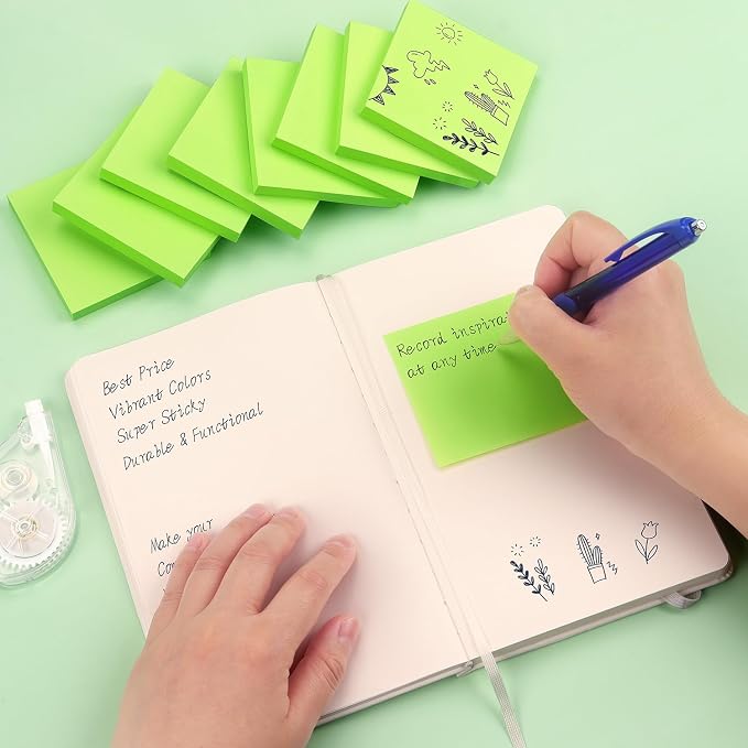 Sticky Notes 3x3 Self-Stick Notes Bright Colors Sticky Notes 8 Pads 80 Sheet/Pad - Image 7