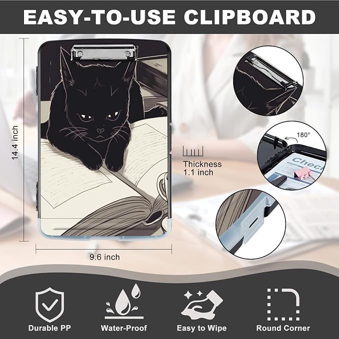Clipboard with Storage, Heavy Duty Plastic Storage Clipboard with Low Profile - Image 2