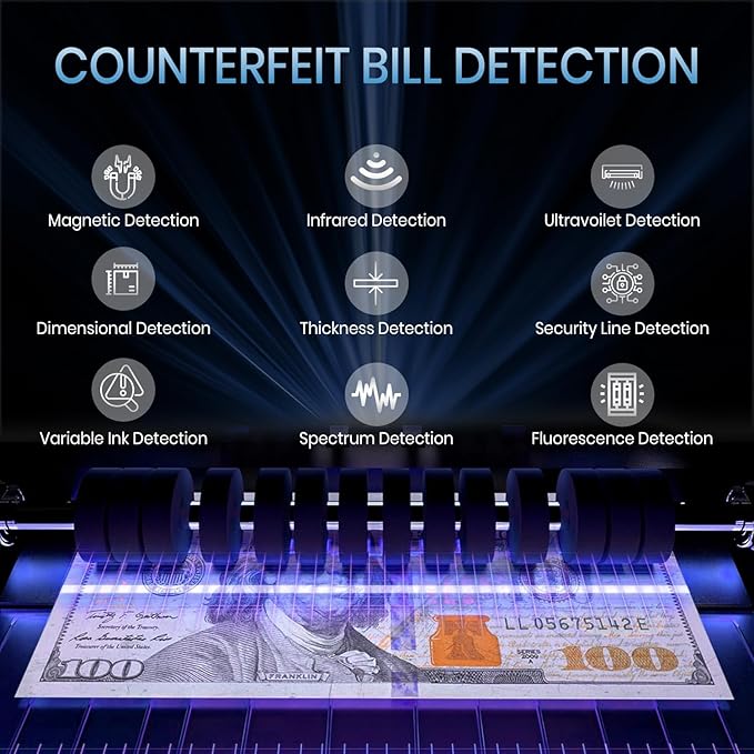 Pro 5500 Money Counter Machine, Mixed Denominations, Professional Value Counting, Counterfeit Detector, Fast & Accurate Cash Counter with 2 Year Warranty