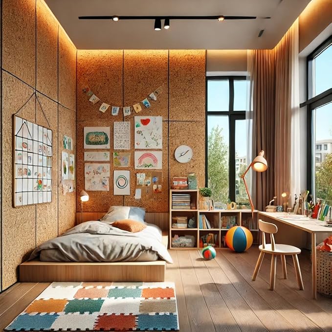 Manton Cork Premium Cork Roll - 4' x 8' x 1/2", 100% Natural Facing Grade Material for Bulletin Boards, Decorative Photo and Message Push Pin Displays - Perfect for Home, School, and Office-DeskLoop Office